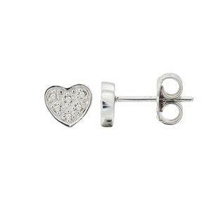 Diamond Silver Earrings (Heart)